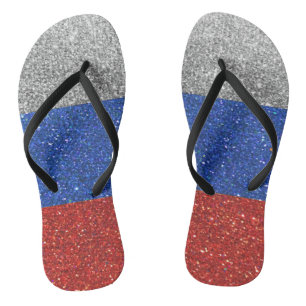 Tongs Parties scintillant de la déesse russe Drapeau de 