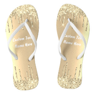 Tongs Parties scintillant d'or Nom du texte Boucles de t