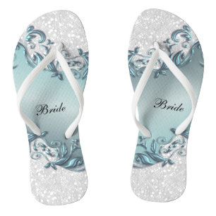 Tongs Parties scintillant Florale et Confetti en métal b
