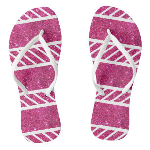 Tongs Parties scintillant rose personnalisée et bandes b
