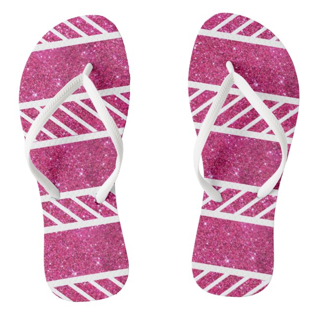 Tongs Parties scintillant rose personnalisée et bandes b (Semelle)