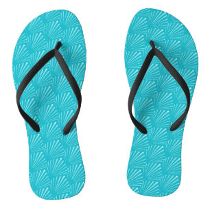 Tongs Pastel Blue Seashell Silhouette Diagonal Lines Art