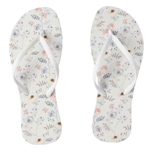 Tongs Pastel Poppy Floral Garden Motif (Semelle)
