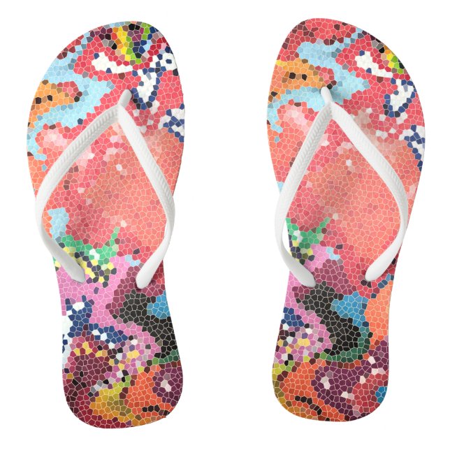 Tongs Pastel Rose Funky Abstrait Flip Flops Sandales (Semelle)