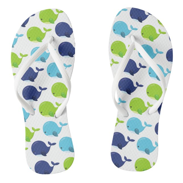 Tongs Pattern of Whales, Cute Whales, Sea Animals (Semelle)