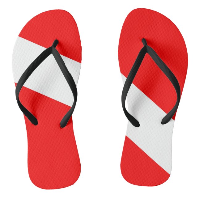 Tongs pavillon plongeur rouge diagonal symbole de plongé (Semelle)