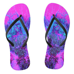 Tongs Paysage Impressionniste Rose Chaud et Bleu Tripant