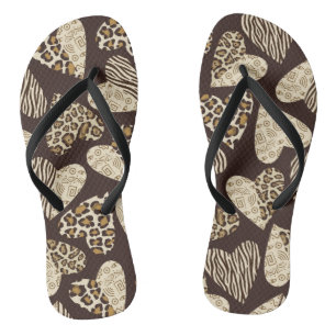 Tongs Peau animale aux coeurs