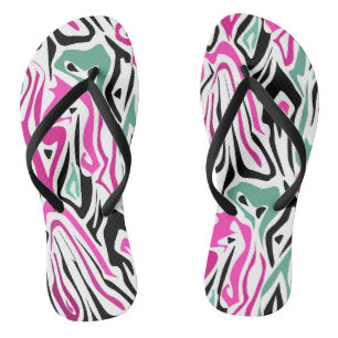 Tongs Peau zèbre abstrait sans couture cuir moderne noir