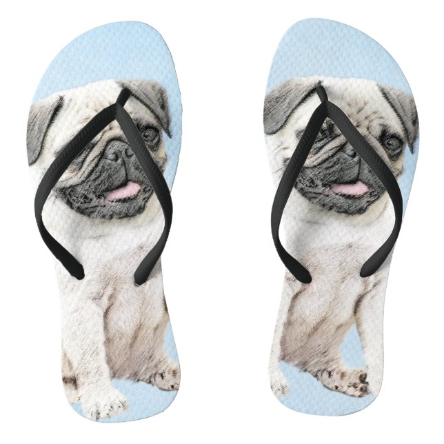 Tongs Peinture de carlin - Joli art original de chien (Semelle)
