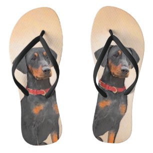 Tongs Peinture de Pinscher Allemand Art Animal Original