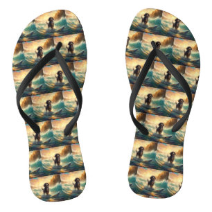 Tongs Peinture de surf à la plage de Bernedoodle