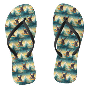Tongs Peinture de surf de plage de Bouledogue français
