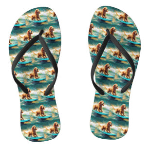 Tongs Peinture de Surf sur Plage de Cocker Spaniel