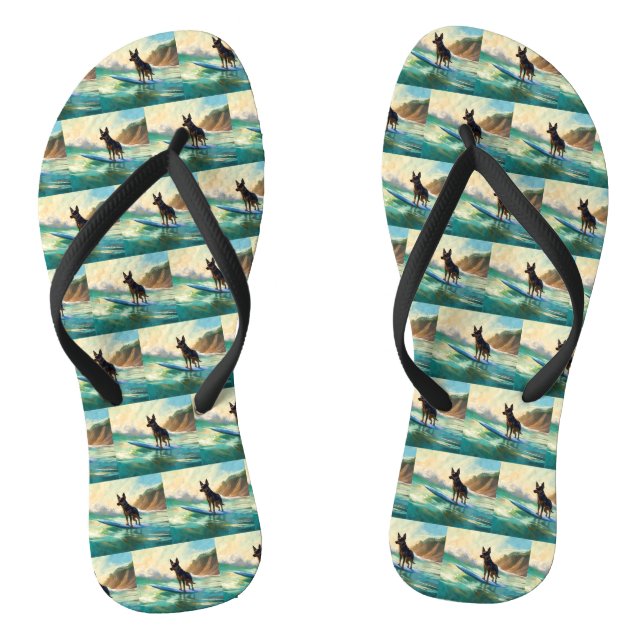 Tongs Peinture de Surf sur Plage de Kelpie Australien (Semelle)