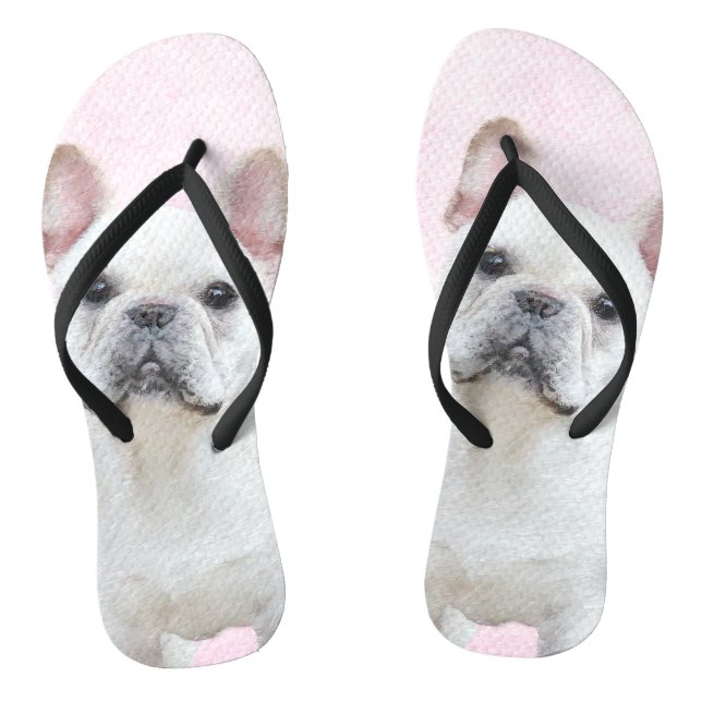 Tongs Peinture française de Bulldog (Crème/Blanc) - Art  (Semelle)