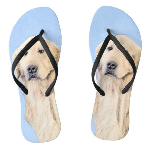 Tongs Peinture Golden Retriever - Joli art original chie