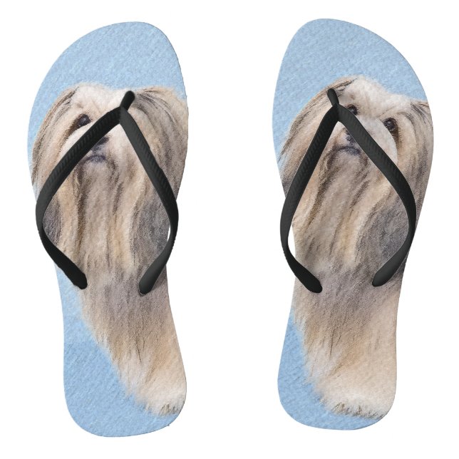 Tongs Peinture Havanaise (Argent) - Cute Original Chien  (Semelle)