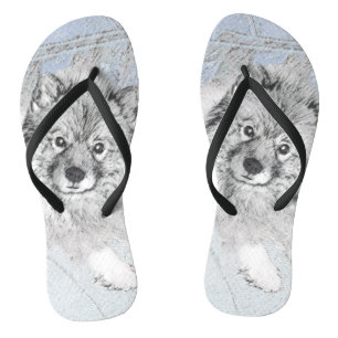 Tongs Peinture Keeshond Beth - Joli art original chien