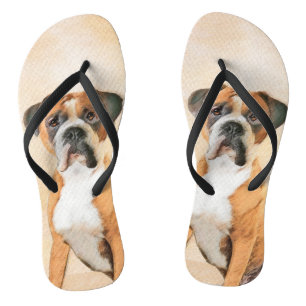 Tongs Peinture originale de chien Boxer non recadrée Art