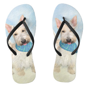 Tongs Peinture originale de chien Wheaten Terrier Écossa