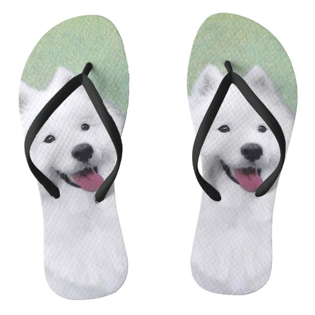 Tongs Peinture Samoyée - Cute Original Dog Art (Semelle)