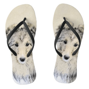 Tongs Peinture Shetland Sheepdog - Jolie art original ch