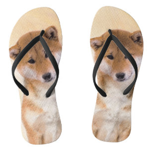 Tongs Peinture Shiba Inu (Rouge) - Art Chien original