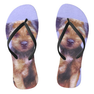 Tongs Peinture sur la frontière de Terrier - jolie art o