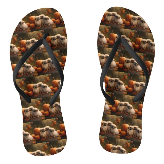 Tongs Pekingese Chiot Automne Citrouille délice (Semelle)