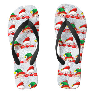 Tongs Père Noël et Elfe Personnages mignons et drôles qu