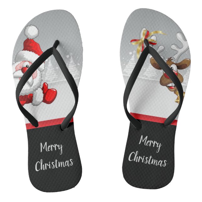 Tongs Père Noël Rudolf Cartoon Joyeux Noël (Semelle)