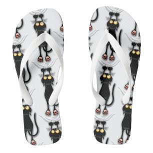 Tongs Personnage de chat drôle grattant le tissu
