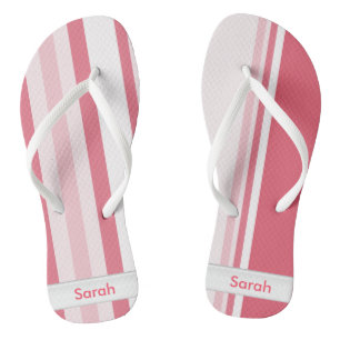 Tongs Personnalisez : Rayures rouges et blanches