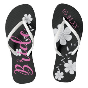 Tongs Personnalité florale blanche de la mariée