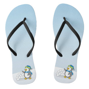 Tongs Petit manchot avec boules de neige agitant