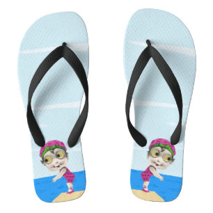 Tongs Petite fille nageuse mignonne Googly yeux rose