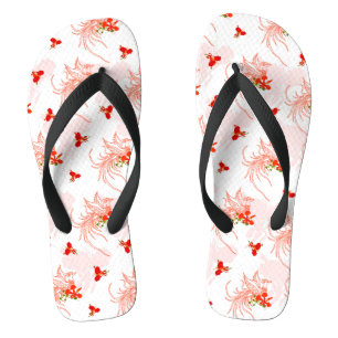 Tongs Phoenix Oiseau Et Phoenix Fleur Motif Sans Faille