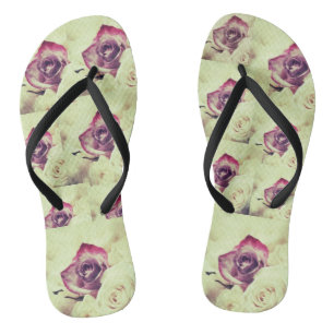 Tongs Photographie rose et blanc des roses