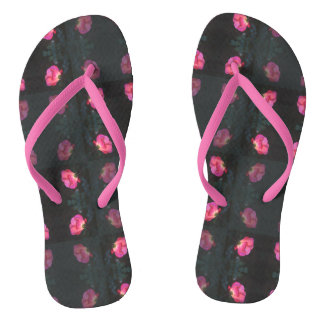 Tongs Pink Rose Pattern with Pink Strap