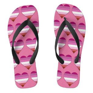 Tongs Pink rouge à lèvres lesbienne coeur de fierté moti