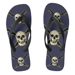 Tongs Pirate (crâne) - Personnalisé adulte, larges san