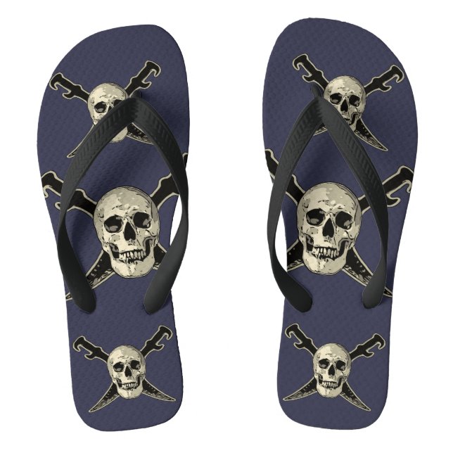 Tongs Pirate (crâne) - Personnalisé adulte, larges sangl (Semelle)