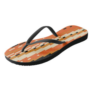 Tongs pixels orange et noirs