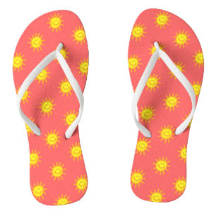 Tongs Plage de Coral de Soleil Mignonne face Whimsical