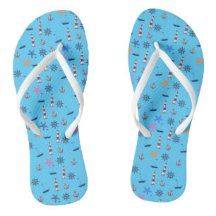 Tongs Plage d'été Motif bleu marine