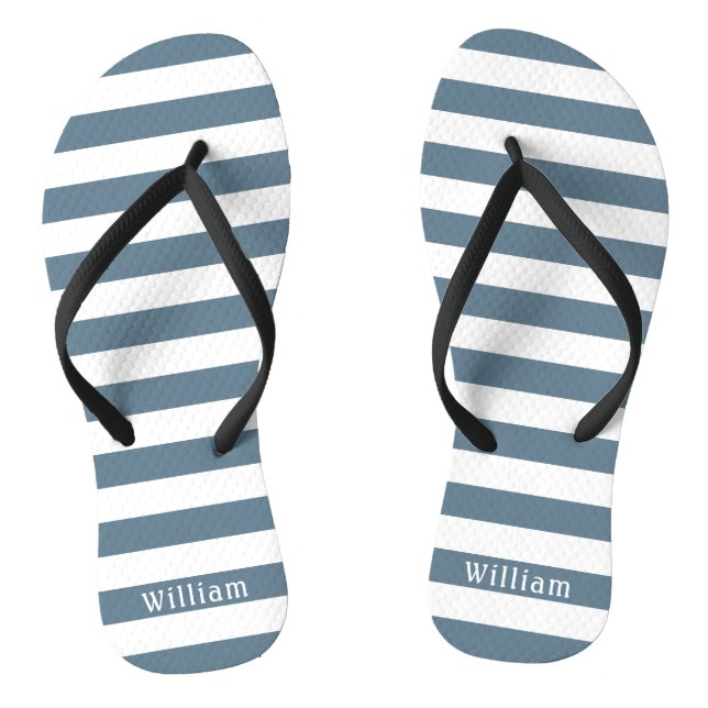 Tongs Plage personnalisée Gris Bleu Blancs (Semelle)