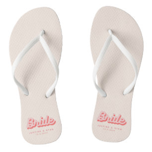 Tongs Plage Retro Rose Bride personnalisée
