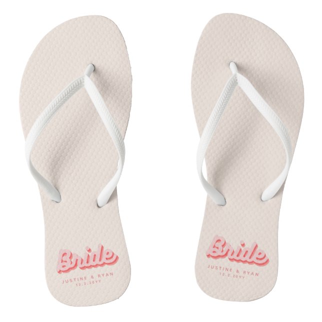 Tongs Plage Retro Rose Bride personnalisée (Semelle)