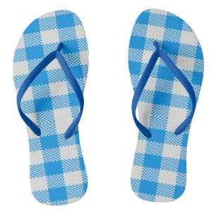Tongs Plaid bleu et blanc